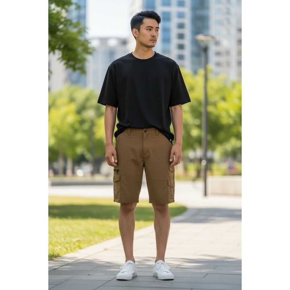 Iron Co. Men's 34 Stretch Tech Cargo Short Lightweight Desert Tan New